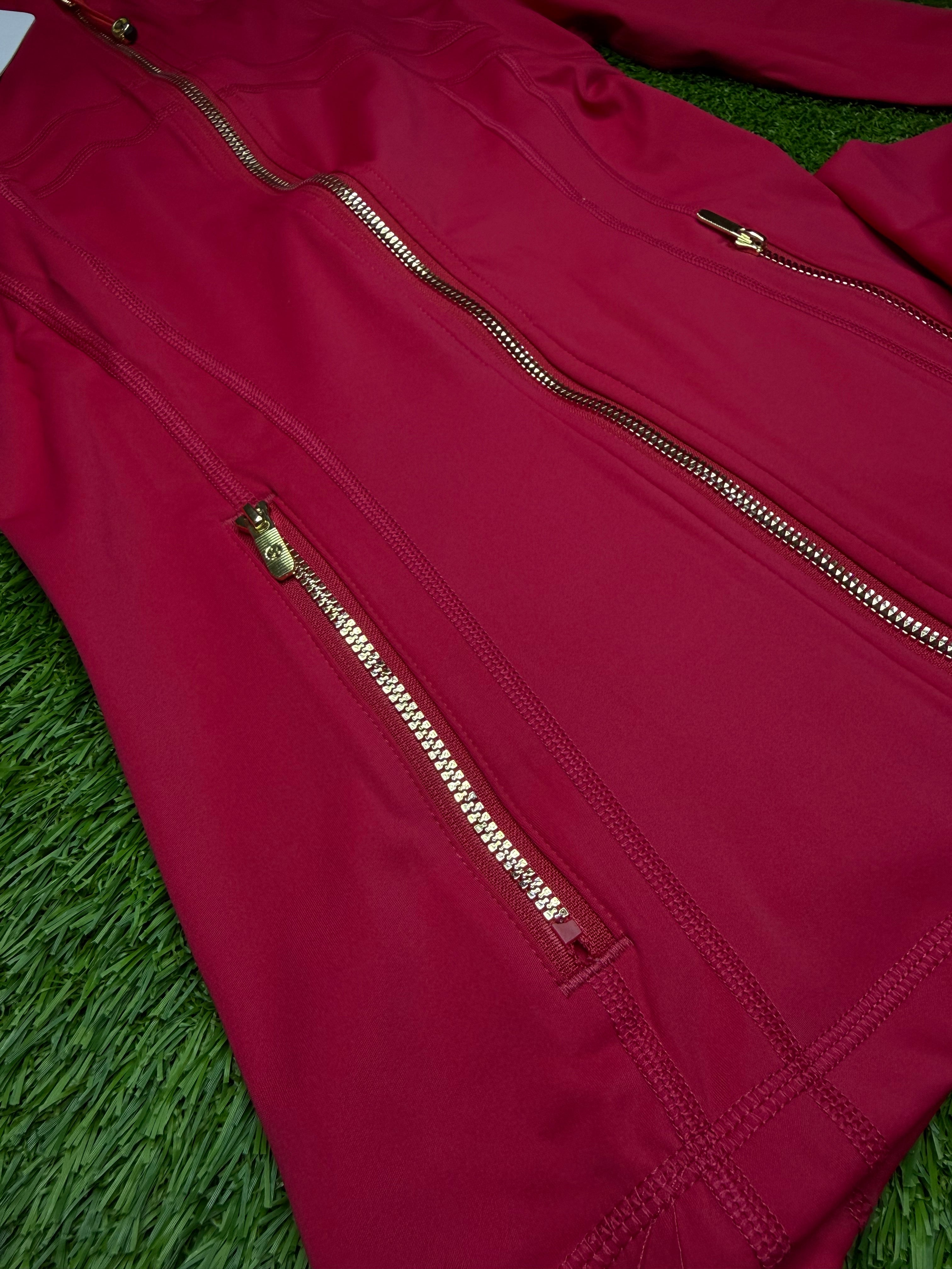 red w/ gold zipper lululemon define set